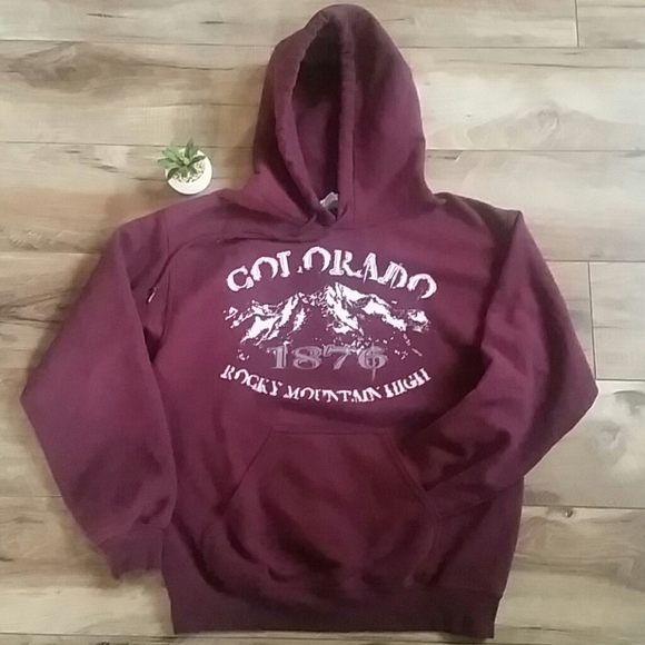 Gildan Tops - ROCKY MTN HIGH Hoodie Maroon Colorado